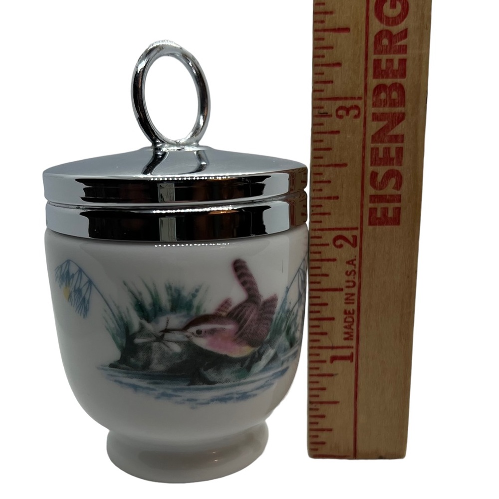 Vintage Royal Worcester Porcelain Egg Coddler with Bird Scene